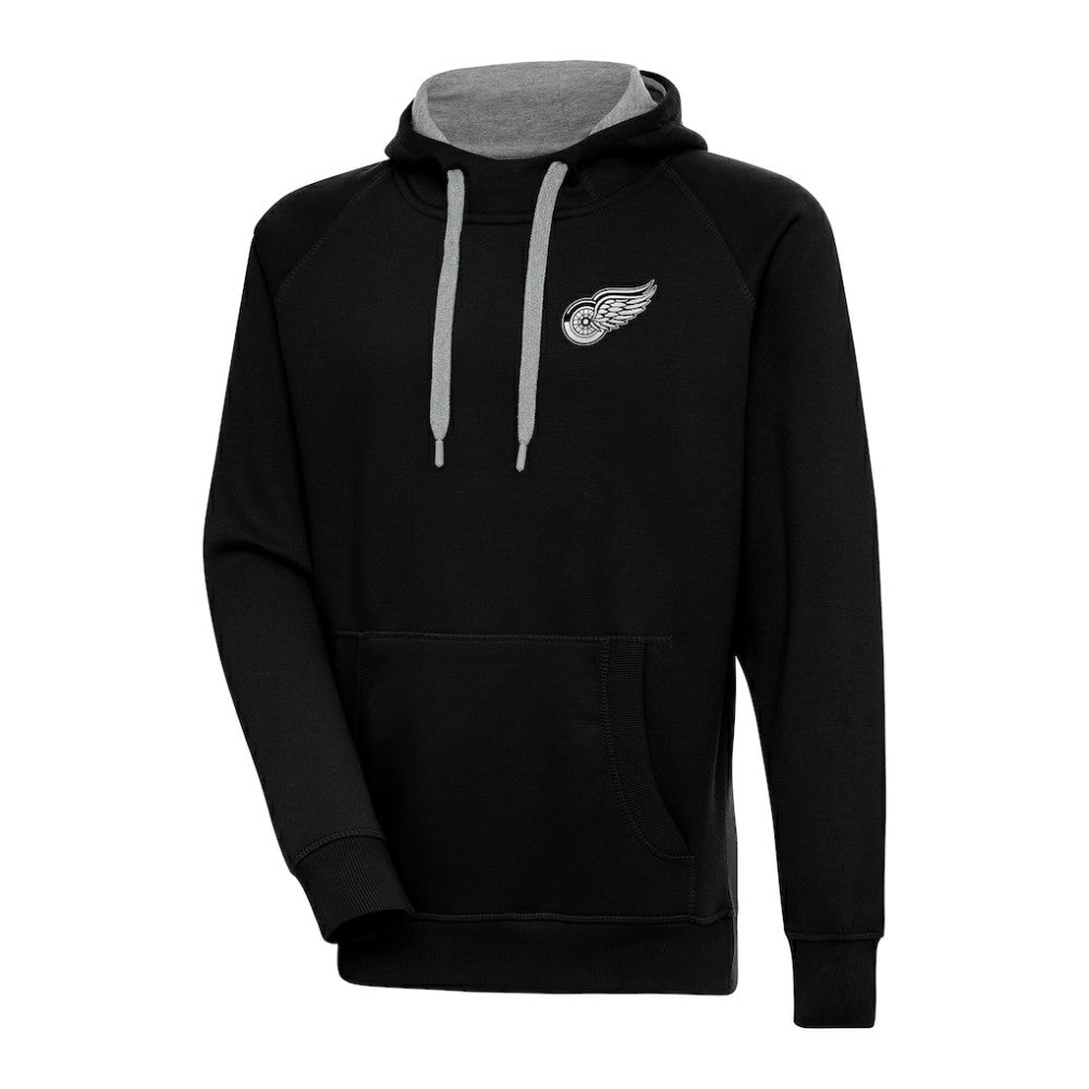 NHL Detroit Red Wings Antigua Metallic Logo Victory Pullover Hoodie - Black