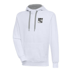 NHL New York Rangers Antigua Metallic Logo Victory Pullover Hoodie - White