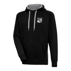 NHL New York Rangers Antigua Metallic Logo Victory Pullover Hoodie - Black