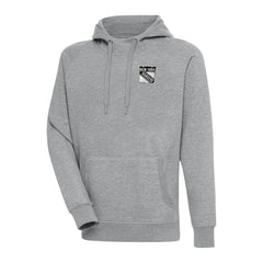 NHL New York Rangers Antigua Metallic Logo Victory Pullover Hoodie - Heather Gray