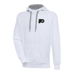 NHL Philadelphia Flyers Antigua Metallic Logo Victory Pullover Hoodie - White