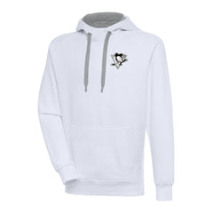 NHL Pittsburgh Penguins Antigua Metallic Logo Victory Pullover Hoodie - White