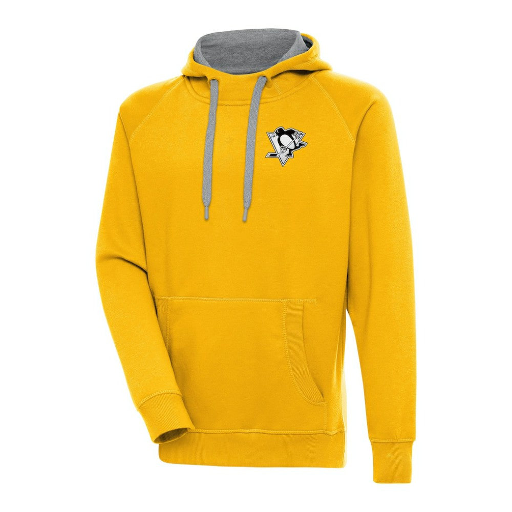 NHL Pittsburgh Penguins Antigua Metallic Logo Victory Pullover Hoodie - Gold