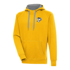 NHL Pittsburgh Penguins Antigua Metallic Logo Victory Pullover Hoodie - Gold