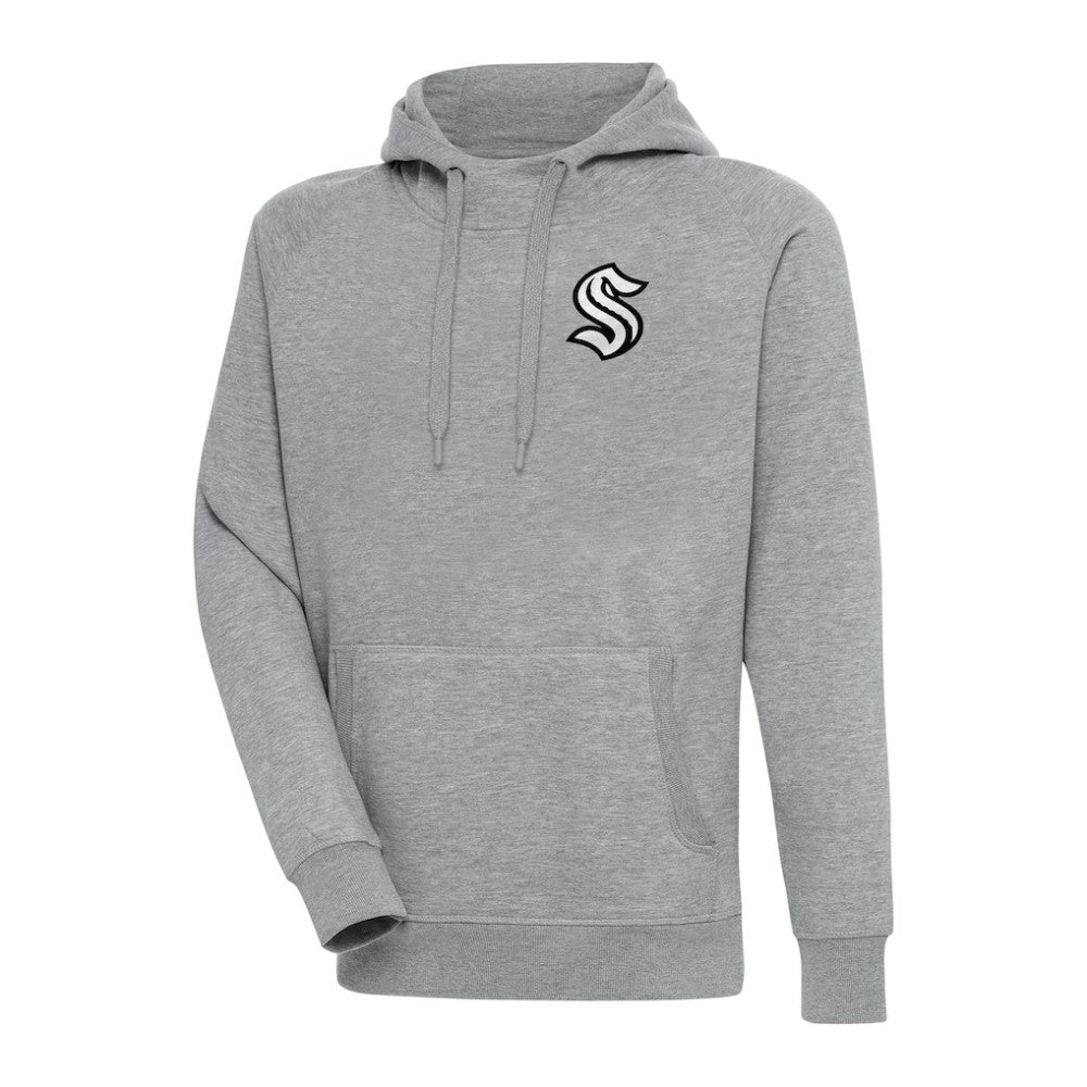 NHL Seattle Kraken Antigua Metallic Logo Victory Pullover Hoodie - Heather Gray