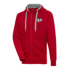 NHL Chicago Blackhawks Antigua Metallic Logo Victory Full-Zip Hoodie - Red