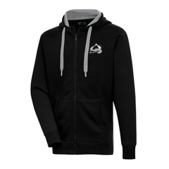NHL Colorado Avalanche Antigua Metallic Logo Victory Full-Zip Hoodie - Black