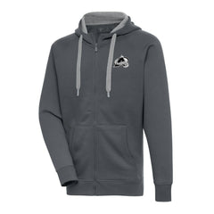 NHL Colorado Avalanche Antigua Metallic Logo Victory Full-Zip Hoodie - Charcoal