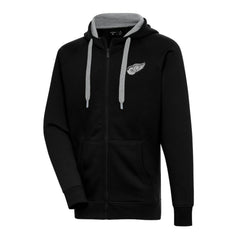 NHL Detroit Red Wings Antigua Metallic Logo Victory Full-Zip Hoodie - Black