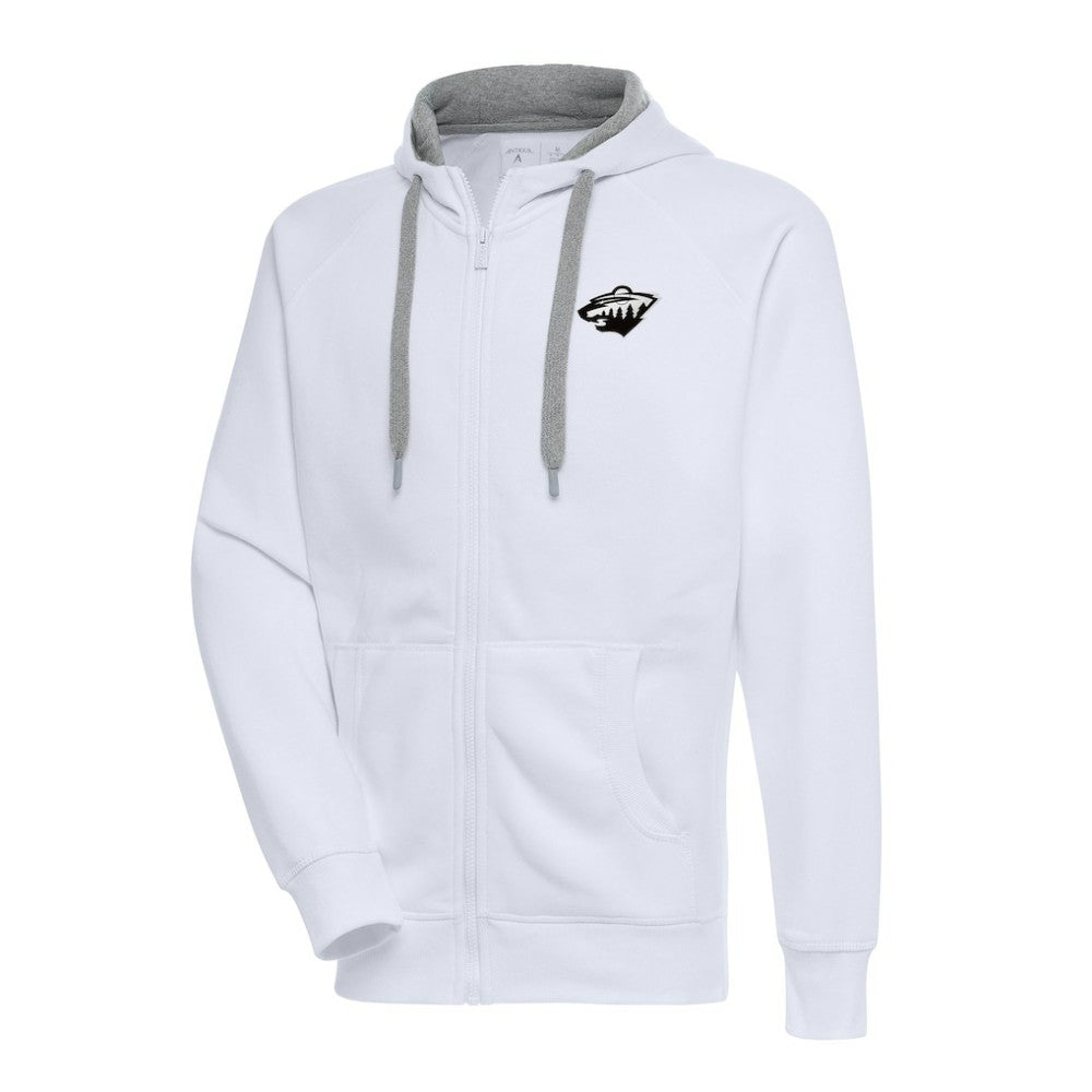 NHL Minnesota Wild Antigua Metallic Logo Victory Full-Zip Hoodie - White