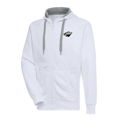 NHL Minnesota Wild Antigua Metallic Logo Victory Full-Zip Hoodie - White