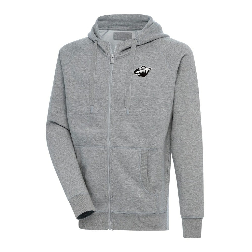 NHL Minnesota Wild Antigua Metallic Logo Victory Full-Zip Hoodie - Heather Gray