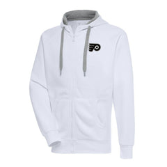 NHL Philadelphia Flyers Antigua Metallic Logo Victory Full-Zip Hoodie - White