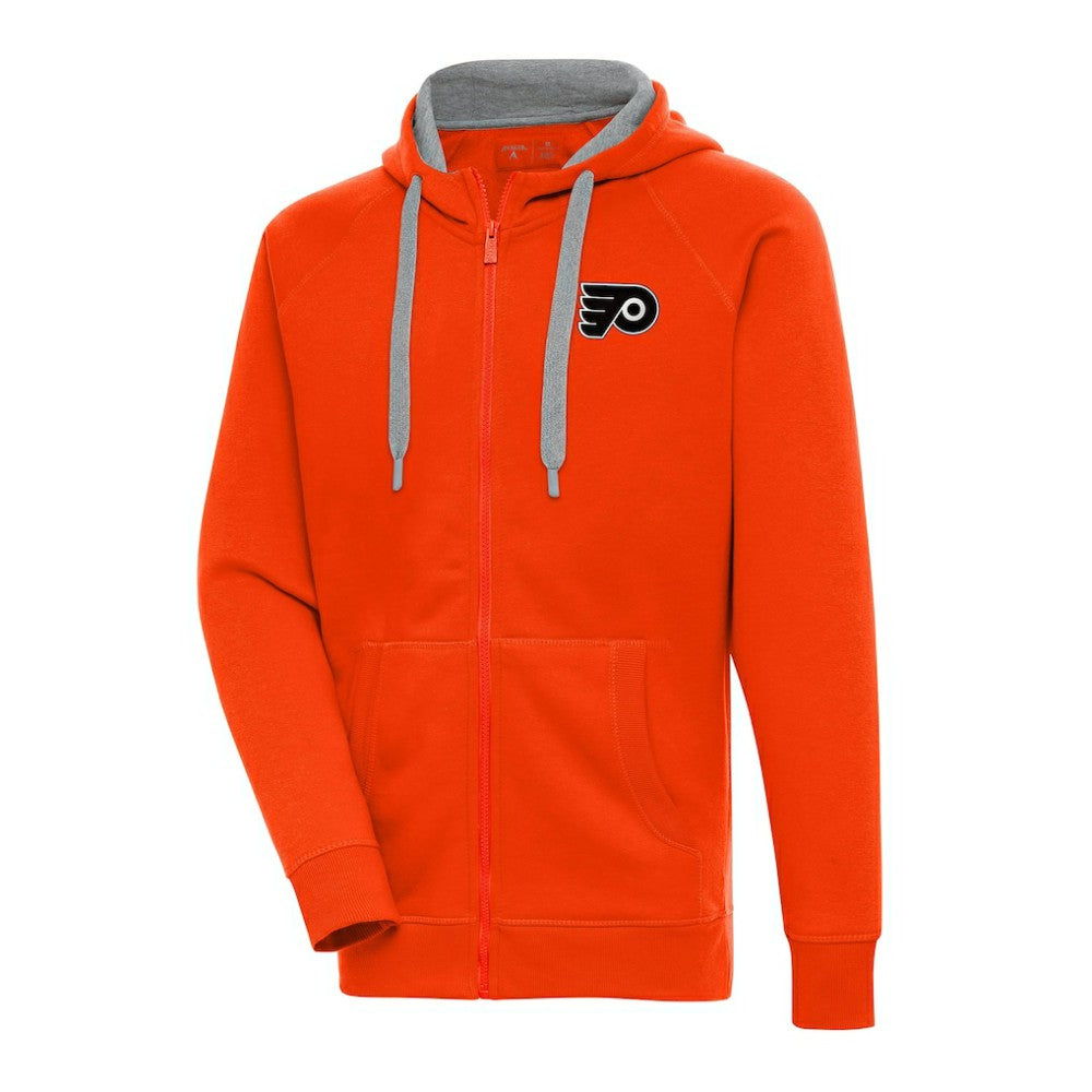NHL Philadelphia Flyers Antigua Metallic Logo Victory Full-Zip Hoodie - Orange