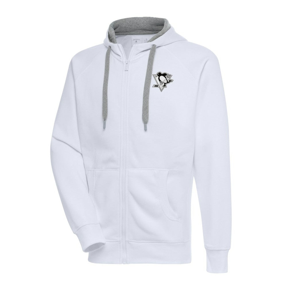 NHL Pittsburgh Penguins Antigua Metallic Logo Victory Full-Zip Hoodie - White