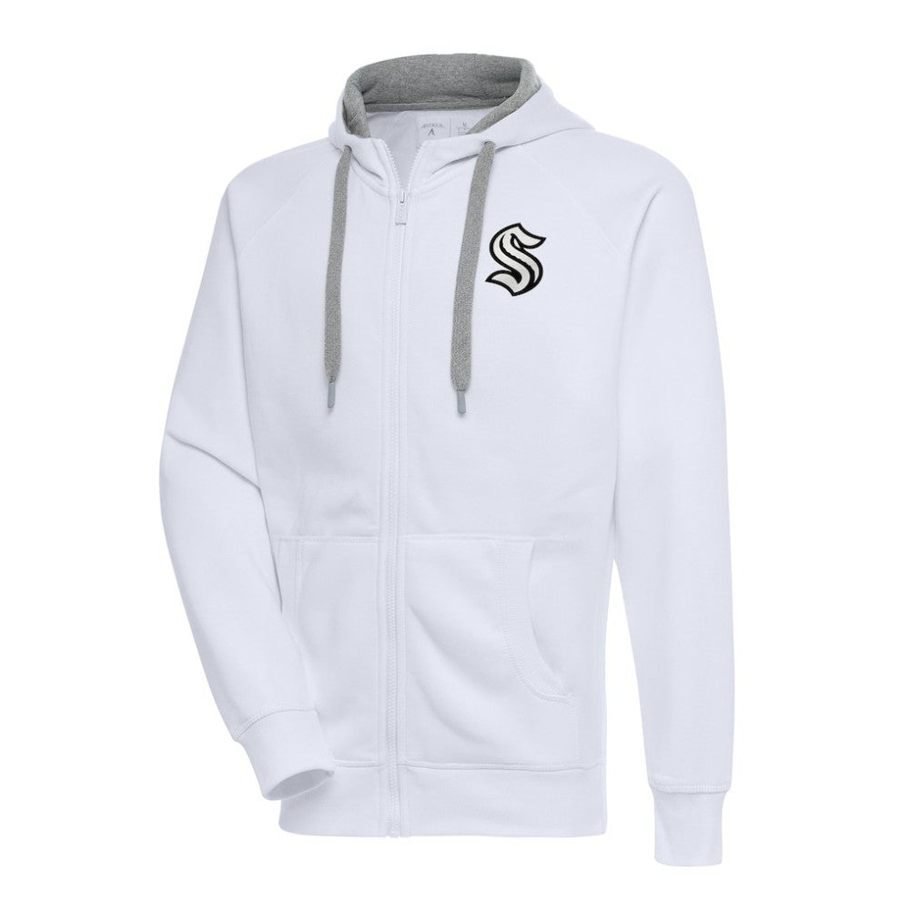 NHL Seattle Kraken Antigua Metallic Logo Victory Full-Zip Hoodie - White