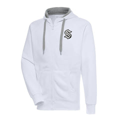 NHL Seattle Kraken Antigua Metallic Logo Victory Full-Zip Hoodie - White