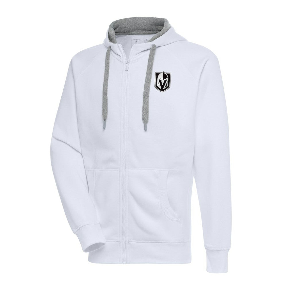 NHL Vegas Golden Knights Antigua Metallic Logo Victory Full-Zip Hoodie - White