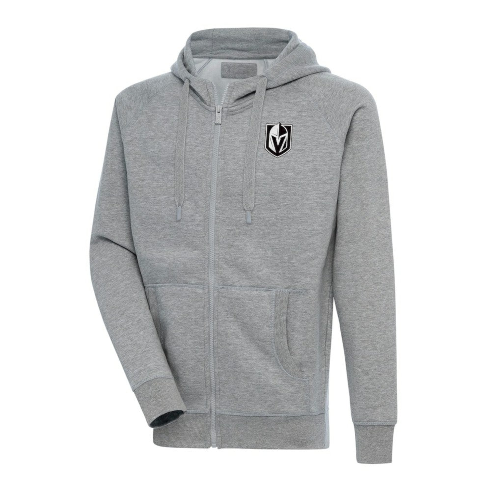 NHL Vegas Golden Knights Antigua Metallic Logo Victory Full-Zip Hoodie - Heather Gray