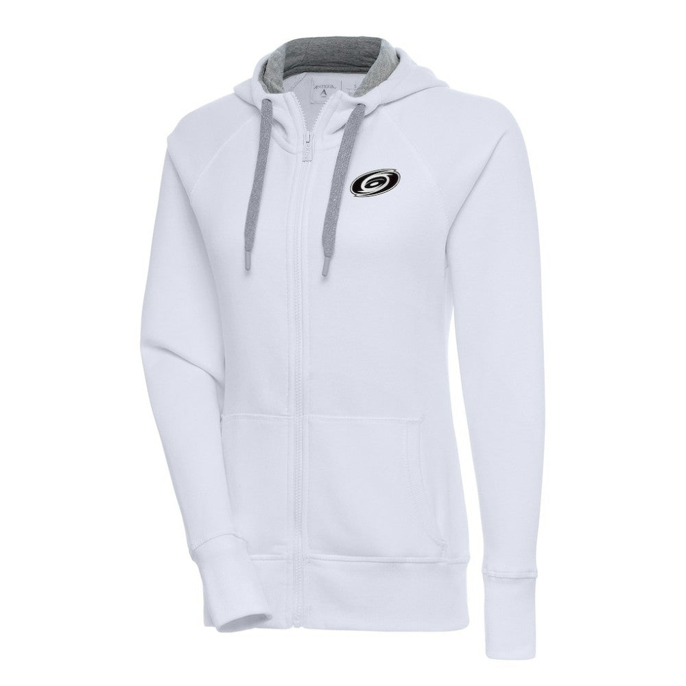 NHL Carolina Hurricanes Antigua Women's Metallic Logo Victory Full-Zip Hoodie - White