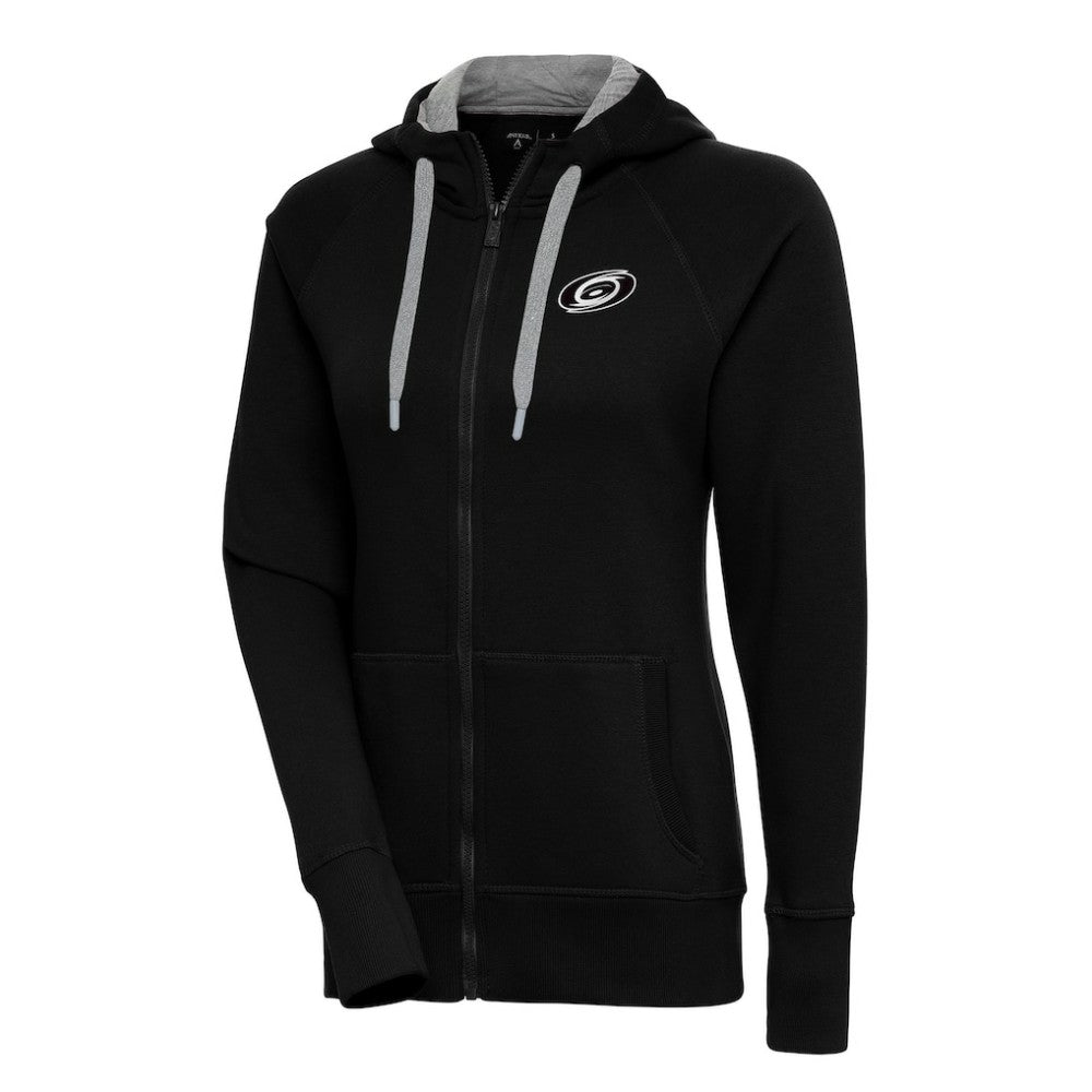 NHL Carolina Hurricanes Antigua Women's Metallic Logo Victory Full-Zip Hoodie - Black