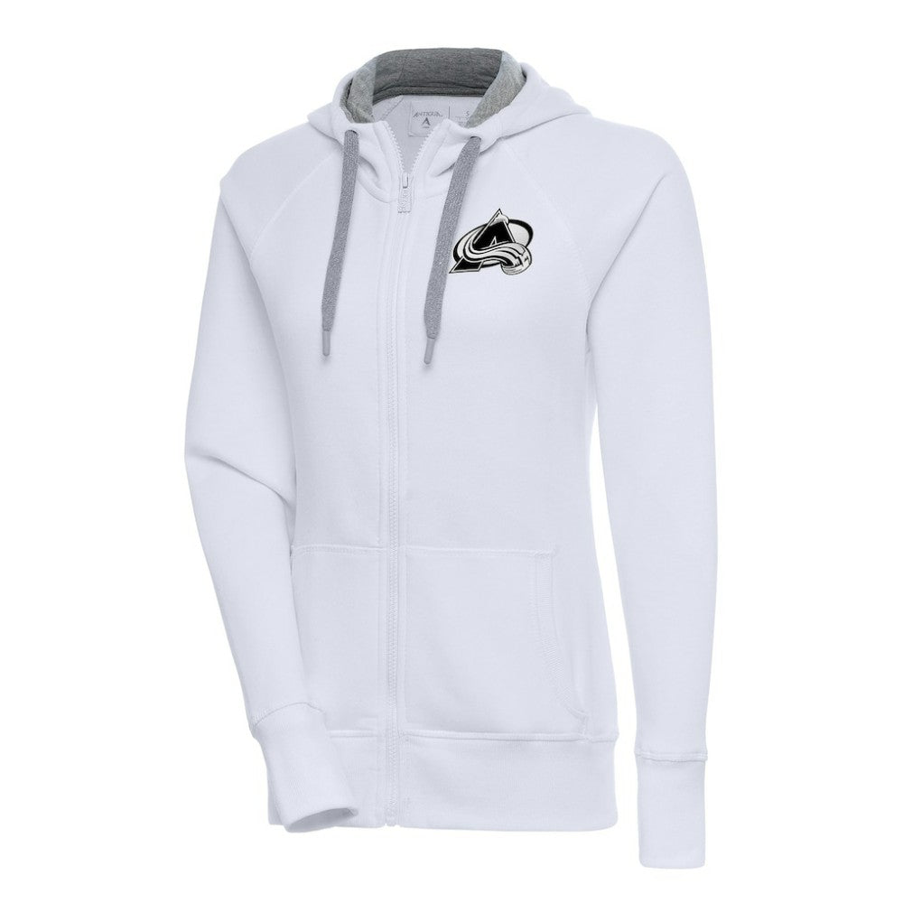 NHL Colorado Avalanche Antigua Women's Metallic Logo Victory Full-Zip Hoodie - White