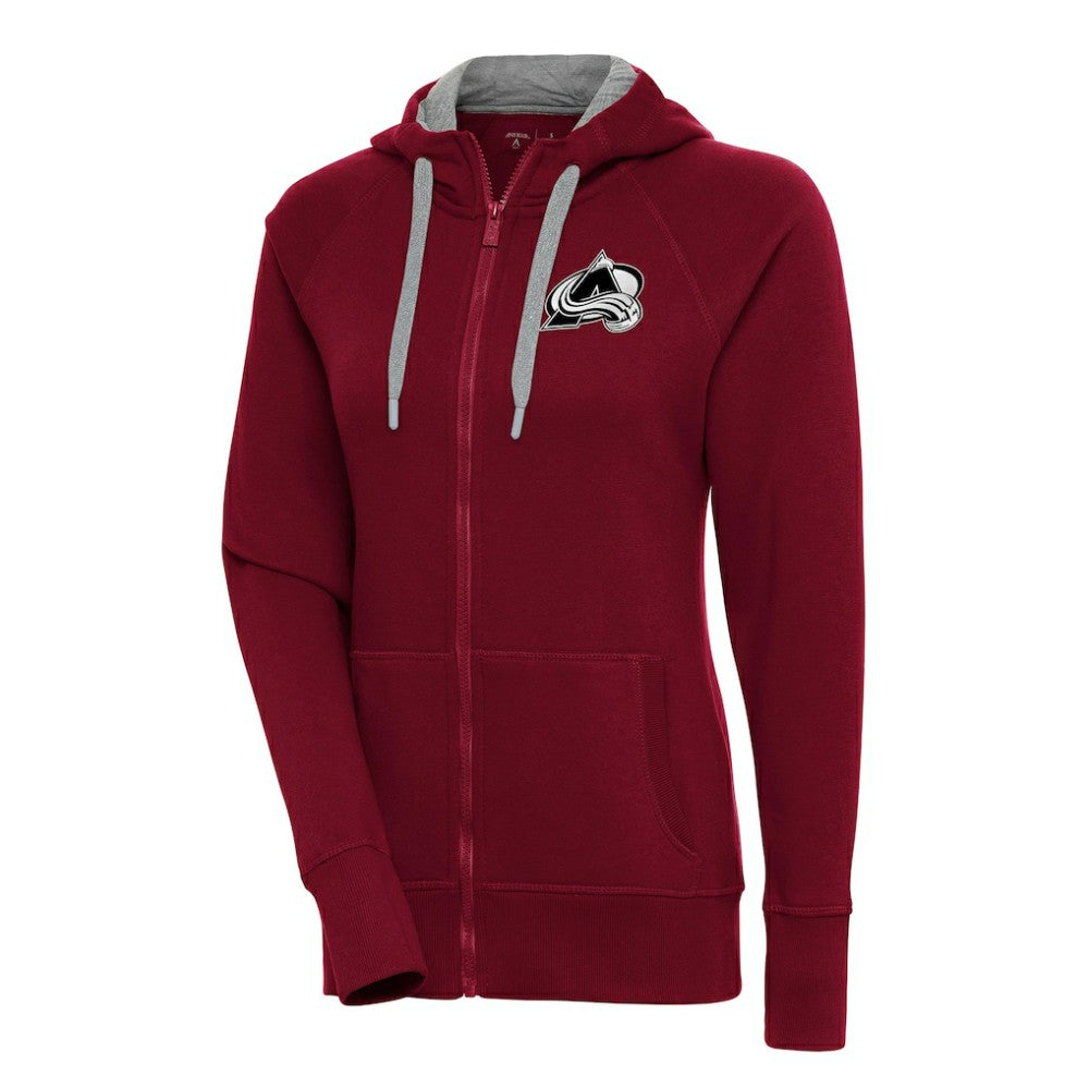 NHL Colorado Avalanche Antigua Women's Metallic Logo Victory Full-Zip Hoodie - Burgundy