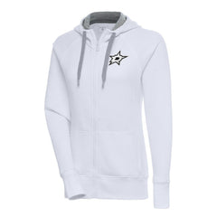 NHL Dallas Stars Antigua Women's Metallic Logo Victory Full-Zip Hoodie - White