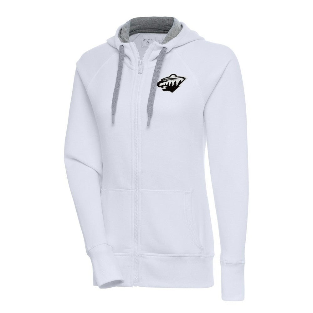 NHL Minnesota Wild Antigua Women's Metallic Logo Victory Full-Zip Hoodie - White