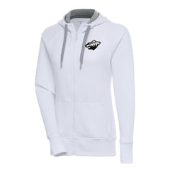 NHL Minnesota Wild Antigua Women's Metallic Logo Victory Full-Zip Hoodie - White