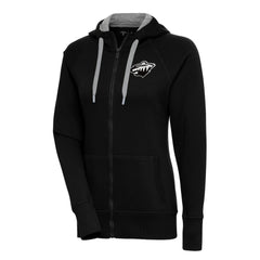 NHL Minnesota Wild Antigua Women's Metallic Logo Victory Full-Zip Hoodie - Black