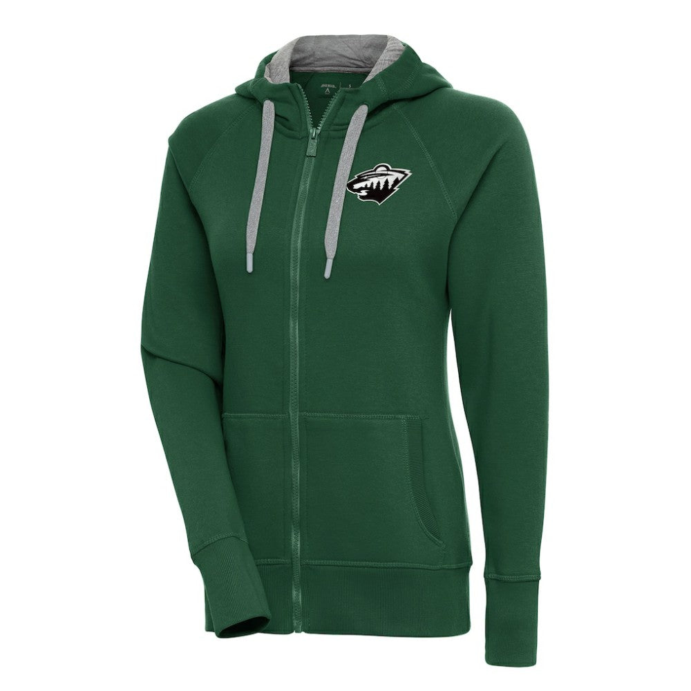 NHL Minnesota Wild Antigua Women's Metallic Logo Victory Full-Zip Hoodie - Green