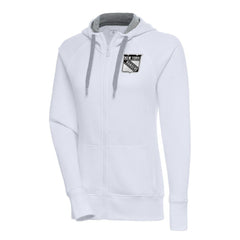 NHL New York Rangers Antigua Women's Metallic Logo Victory Full-Zip Hoodie - White