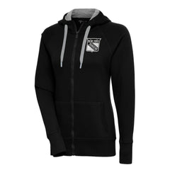 NHL New York Rangers Antigua Women's Metallic Logo Victory Full-Zip Hoodie - Black