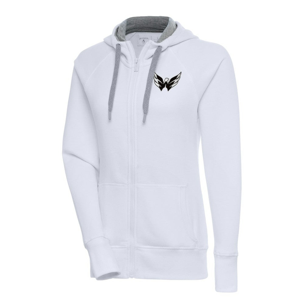 NHL Washington Capitals Antigua Women's Metallic Logo Victory Full-Zip Hoodie - White