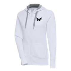 NHL Washington Capitals Antigua Women's Metallic Logo Victory Full-Zip Hoodie - White