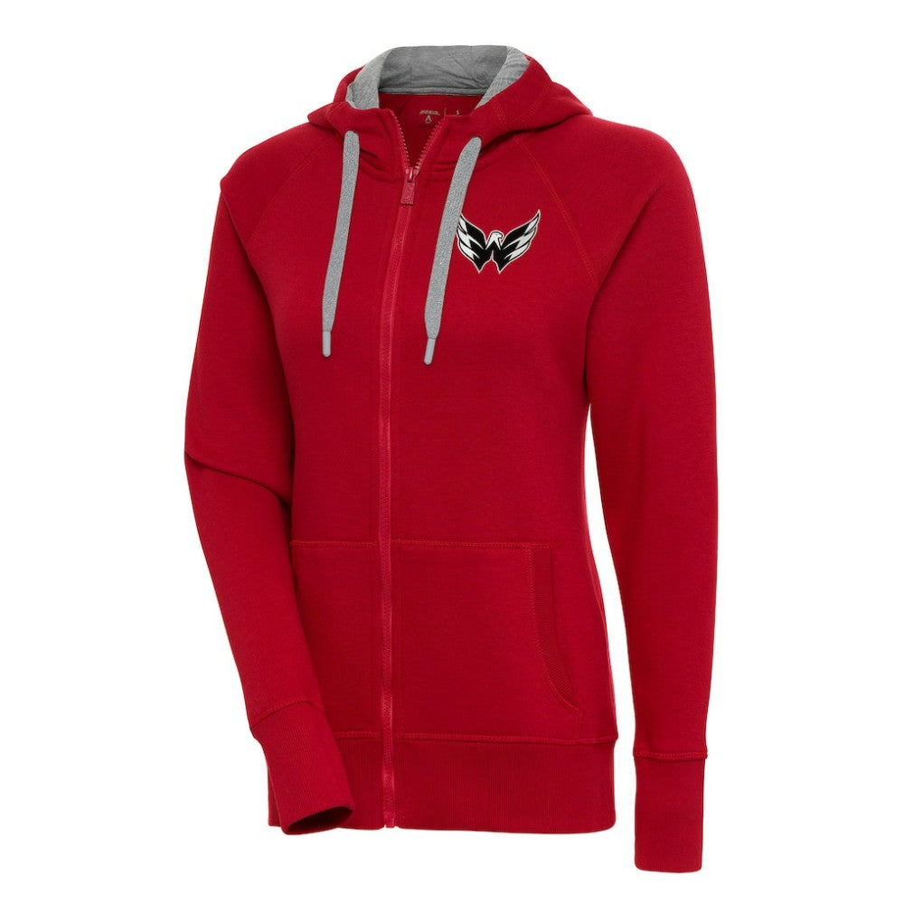 NHL Washington Capitals Antigua Women's Metallic Logo Victory Full-Zip Hoodie - Red