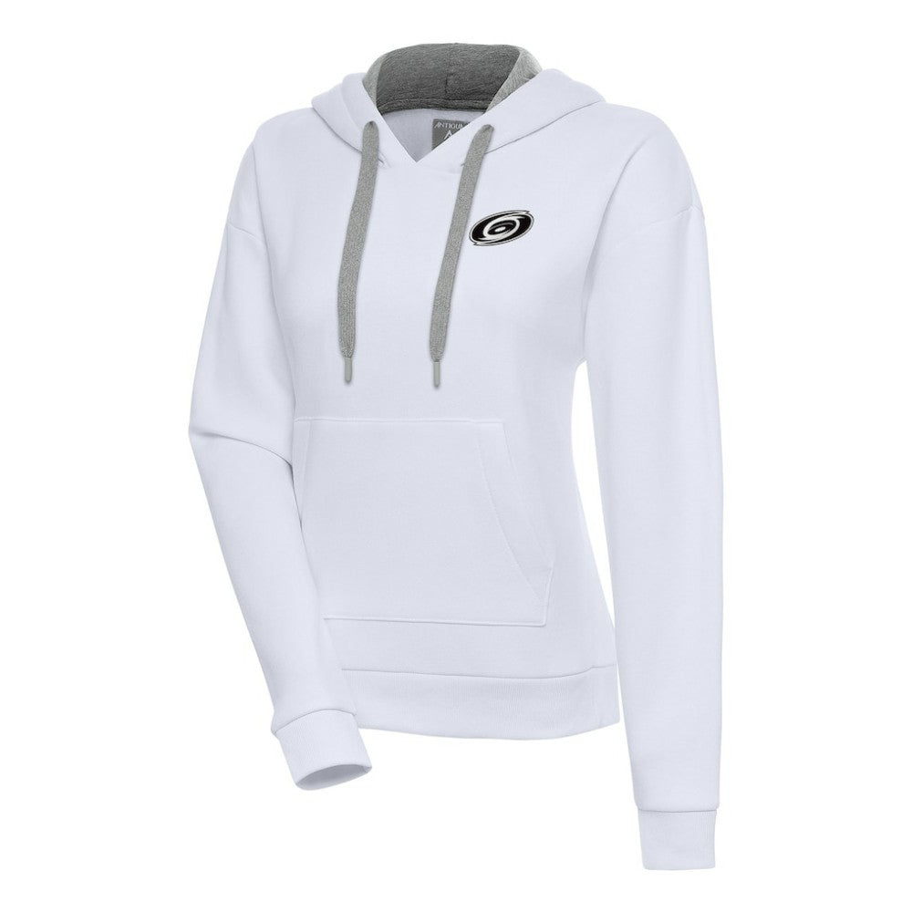NHL Carolina Hurricanes Antigua Women's Metallic Logo Victory Pullover Hoodie - White