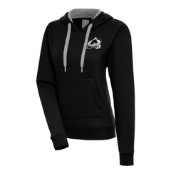 NHL Colorado Avalanche Antigua Women's Metallic Logo Victory Pullover Hoodie - Black