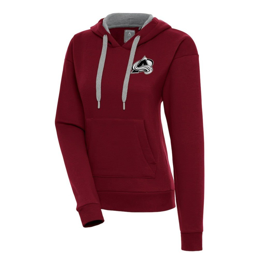 NHL Colorado Avalanche Antigua Women's Metallic Logo Victory Pullover Hoodie - Burgundy