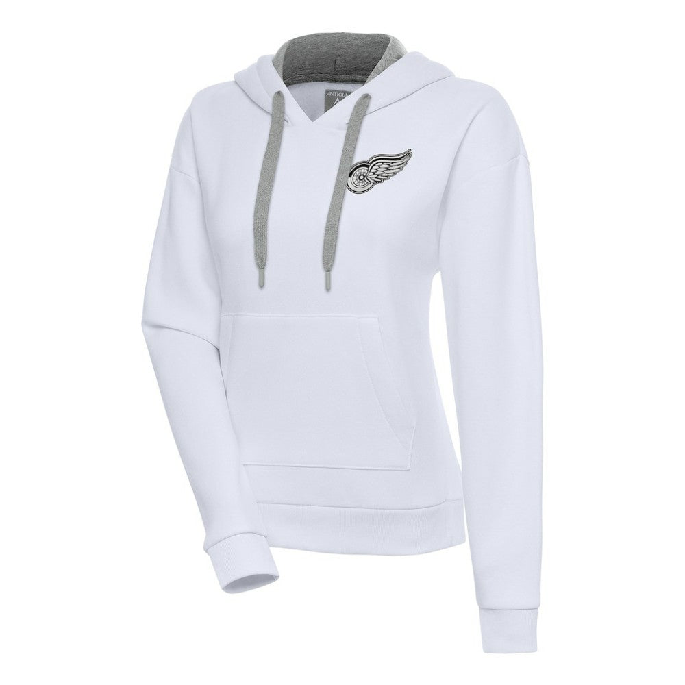 NHL Detroit Red Wings Antigua Women's Metallic Logo Victory Pullover Hoodie - White