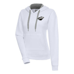 NHL Minnesota Wild Antigua Women's Metallic Logo Victory Pullover Hoodie - White