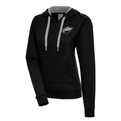 NHL Minnesota Wild Antigua Women's Metallic Logo Victory Pullover Hoodie - Black