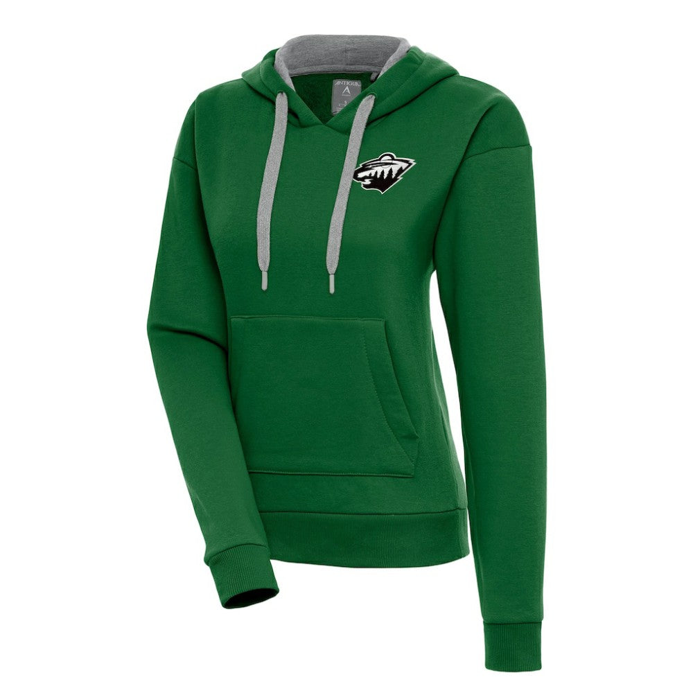 NHL Minnesota Wild Antigua Women's Metallic Logo Victory Pullover Hoodie - Green