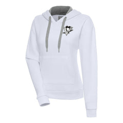 NHL Pittsburgh Penguins Antigua Women's Metallic Logo Victory Pullover Hoodie - White