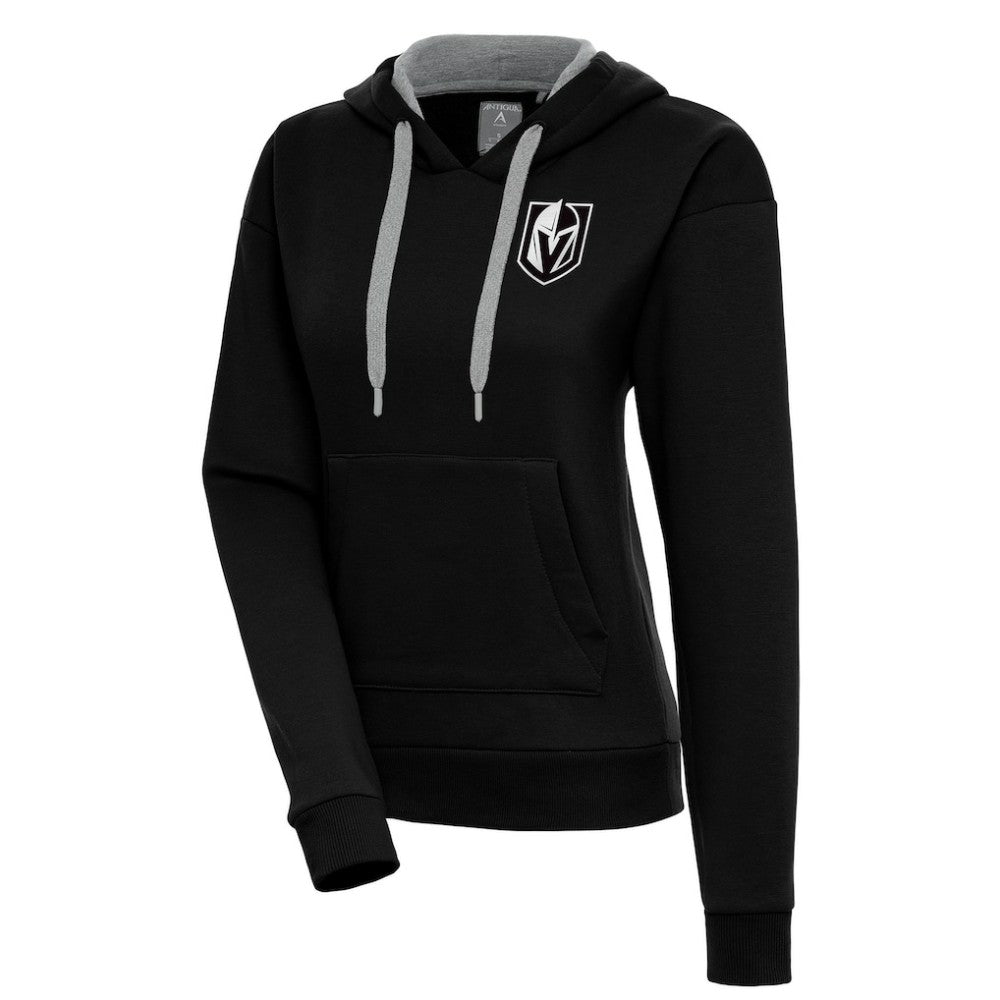 NHL Vegas Golden Knights Antigua Women's Metallic Logo Victory Pullover Hoodie - Black