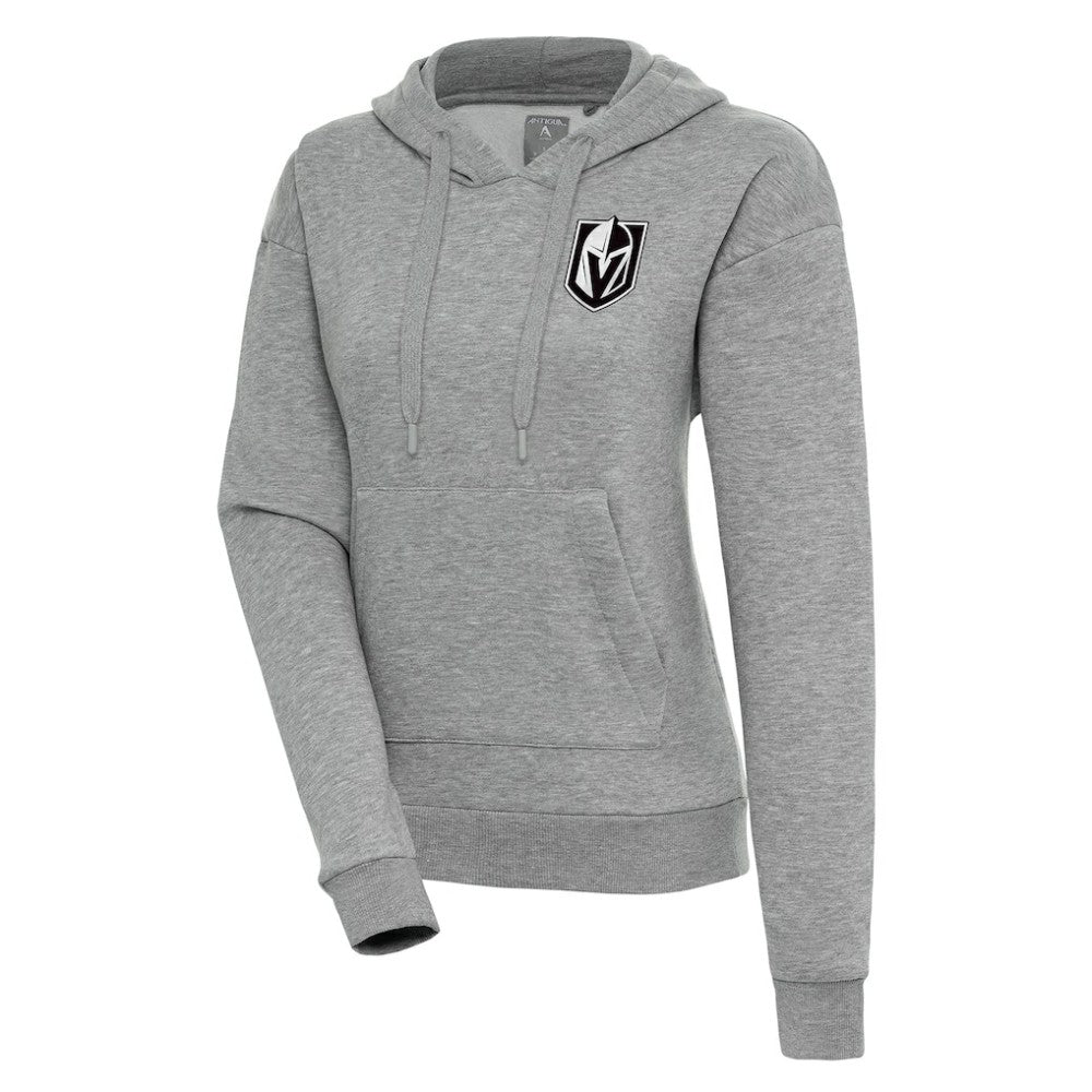 NHL Vegas Golden Knights Antigua Women's Metallic Logo Victory Pullover Hoodie - Heather Gray
