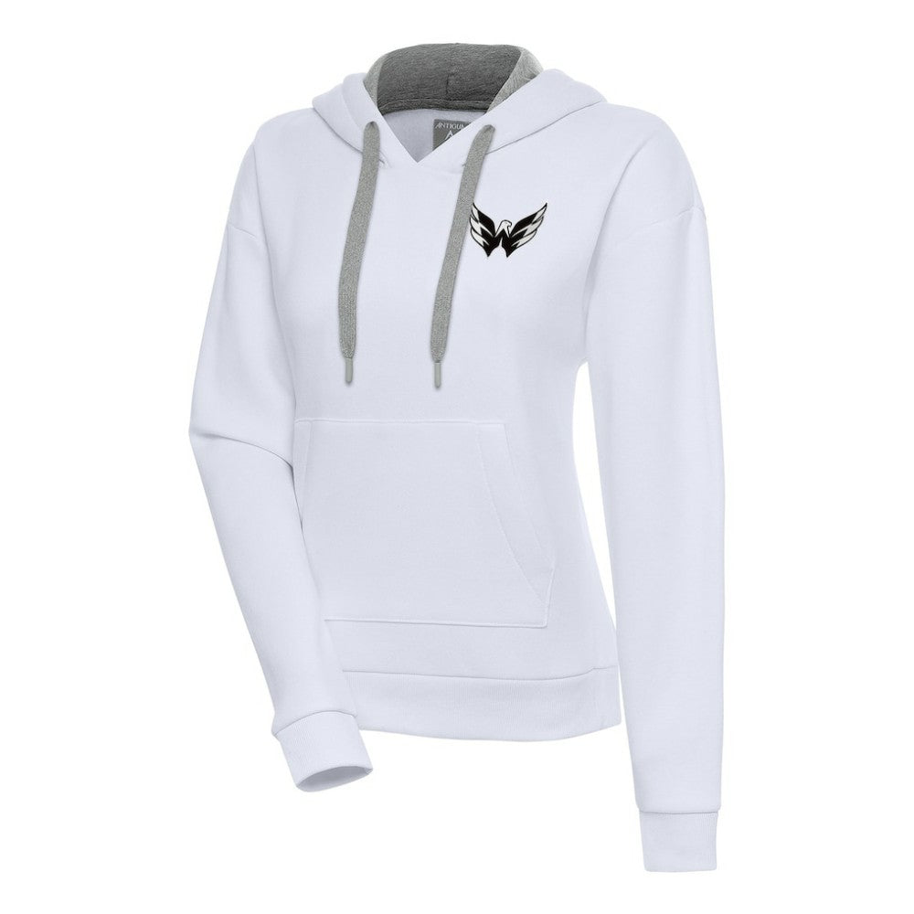 NHL Washington Capitals Antigua Women's Metallic Logo Victory Pullover Hoodie - White