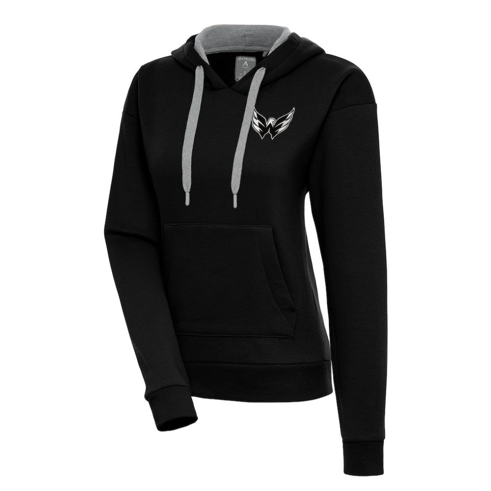 NHL Washington Capitals Antigua Women's Metallic Logo Victory Pullover Hoodie - Black