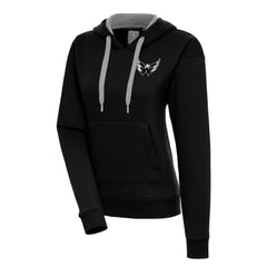 NHL Washington Capitals Antigua Women's Metallic Logo Victory Pullover Hoodie - Black
